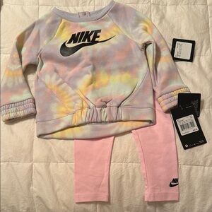 Nike Tie-Dye Sweatshirt and Pink Leggings Set